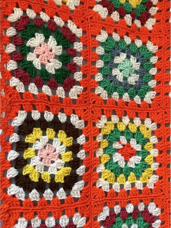 Vintage Hand Crocheted Granny Square Afghan Baby Crib Throw Blanket 27” X 44” - Picture 4 of 6